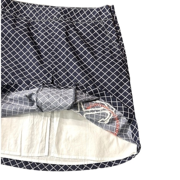 L.L. Bean Pleated Nautical Anchor Blue White A-Line Skirt Size 10 - Picture 7 of 9